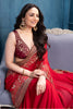 Rubi Red Pure Georgette Sequins Floral Embroidered Saree