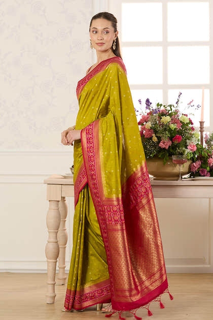 Sage Green Woven Chanderi Silk Saree