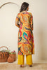 Mustard Abstract Printed Muslin Long Kurta