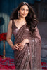 Brown Sequins Embroidered Georgette Saree
