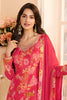 Carmine Pink Chinone Silk Floral Printed And Embroidered Unstitched Suit Fabric