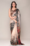 Beige Color Jacquard Silk Printed Saree