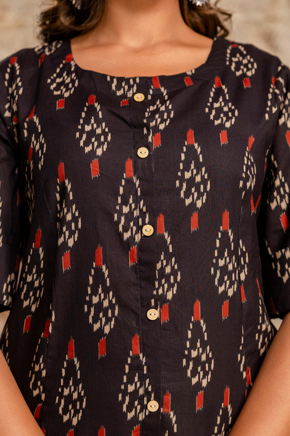 Black Cotton Printed Kurta Set