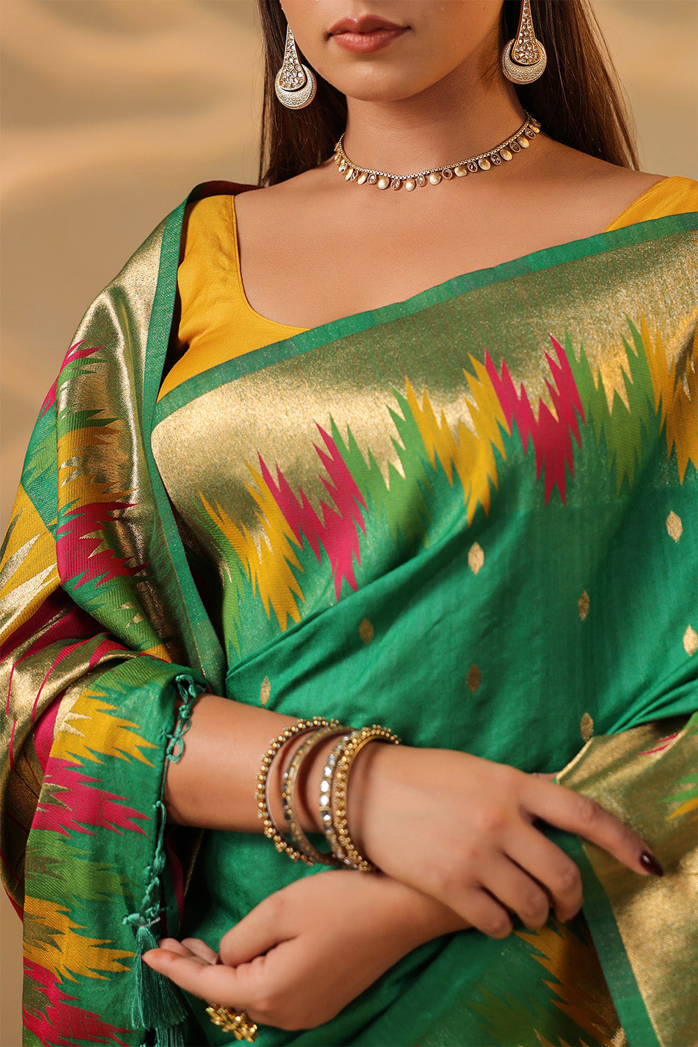 Sea Green Color Cotton Silk Woven Saree