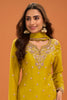 Mustard Crepe Silk Cut-Dana And Sequins Embroidered Suit With Palazzo