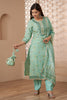 Teal Colour Muslin Printed Suit