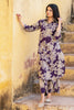 Purple Floral Vine Printed  Cotton Kurta Set