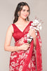 Maroon Color Floral Printed Chiffon Saree
