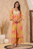 Mustard Color Muslin Printed Front Slit Kurta With Sharara