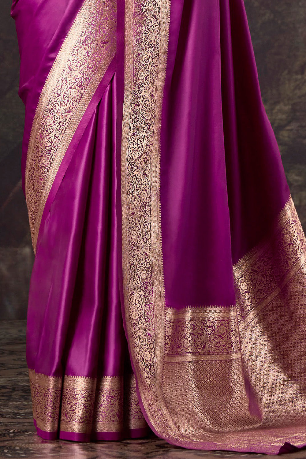Purple Satin Silk Woven Saree