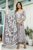 Grey Color Cotton Printed Anarkali Suit