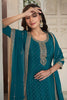 Teal Crepe Silk Zari Embroidered Suit With Embroidered Palazzo