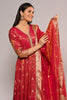 Fuchsia Pink Color Mantellic Tissue Embroidered and Woven Anarkali Suit