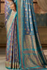 Blue Color Minakari Woven Silk Saree