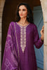 Purple Silk Printed & Neck Embroidered Unstitched Suit