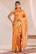Mustard Resham & Zari Floral Woven Silk Saree