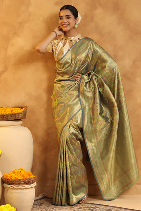 Sage Green Woven Silk Saree