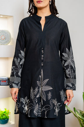 Black Color Floral Printed Cotton Co-ord Set