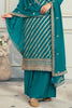 Teal Embroidered & Woven Chanderi Silk Unstitched Suit Fabric