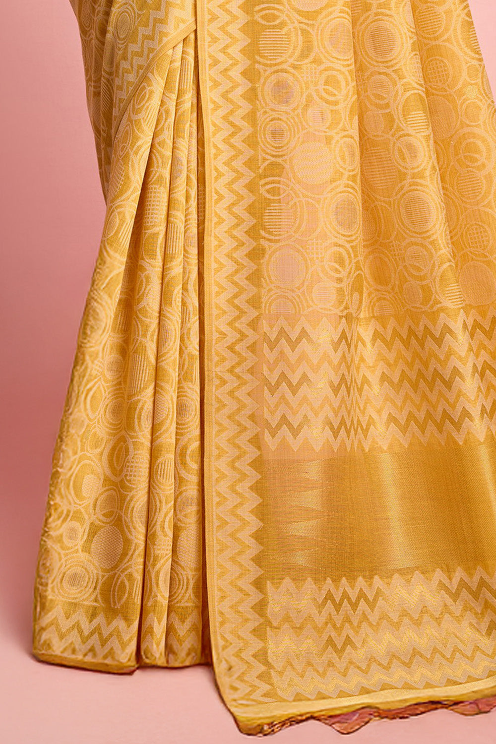 Mustard Colour Resham Woven Cotton Saree