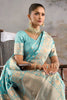 Light Turquoise Soft Silk Zari Woven Saree