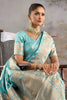 Light Turquoise Soft Silk Zari Woven Saree