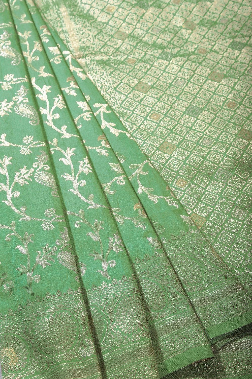 Sea Green Color Zari Woven South Silk Saree