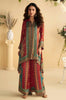 Rust & Teal Printed Crepe Kurta Set With Palazzo
