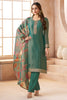 Sea Green Metallic Tissue Zari Woven Unstitched Suit Material