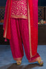 Fuchsia Pink Color Silk Embroidered Suit with Farsi Salwar