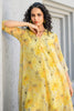 Yellow Chinone Floral Printed Kurta with Palazzo