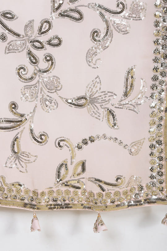 Dusty Pink Sequins Embroidered Georgette Saree