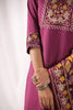 Dark Scarlet Color Muslin Suit With Brasso Dupatta