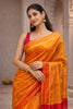 Mustard Chanderi Cotton Printes Saree