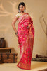Cherry Red Colour Silk Zari & Resham Woven Saree