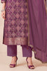 Wine Zari Woven Silk Unstitched Suit Fabric