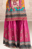 Magenta Crepe Silk Mirror And Swarovski Embroidered Printed Suit With Gharara
