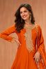 Orange Crepe Silk Zari and Sequins Embroidered Anarkali Suit