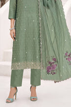 Sea Green Organza Resham Embroidered Unstitched Suit Material