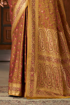 Mustard Silk Minakari Woven Saree