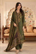 Green Crepe Silk Printed and Pitta Handwork Suit
