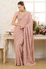 Dusty Pink Georgette Embroidered And Swaroski Work Saree