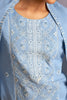 Powder Blue Color Cotton Resham Embroidered Suit