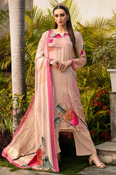 Peach & Pink Color Printed Crepe Silk Unstitched Suit Material