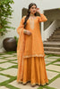 Mustard Color Chanderi Printed Suit With Skirt
