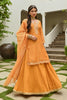 Mustard Color Chanderi Printed Suit With Skirt