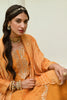 Mustard Color Chanderi Printed Suit With Skirt