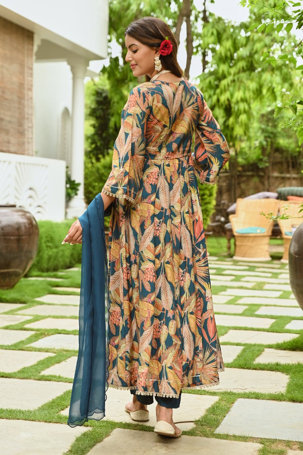Blue Color Muslin Printed Anarkali Suit