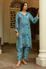 Turquoise Color Muslin Printed Co-Ord Dress