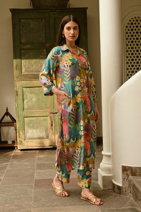 Multi-Colored Muslin Printed Co-Ord Set